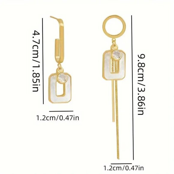 NEW Gold Asymmetrical Dangle Tassel Earrings Vintage-Inspired, retro jewelry - Picture 2 of 4